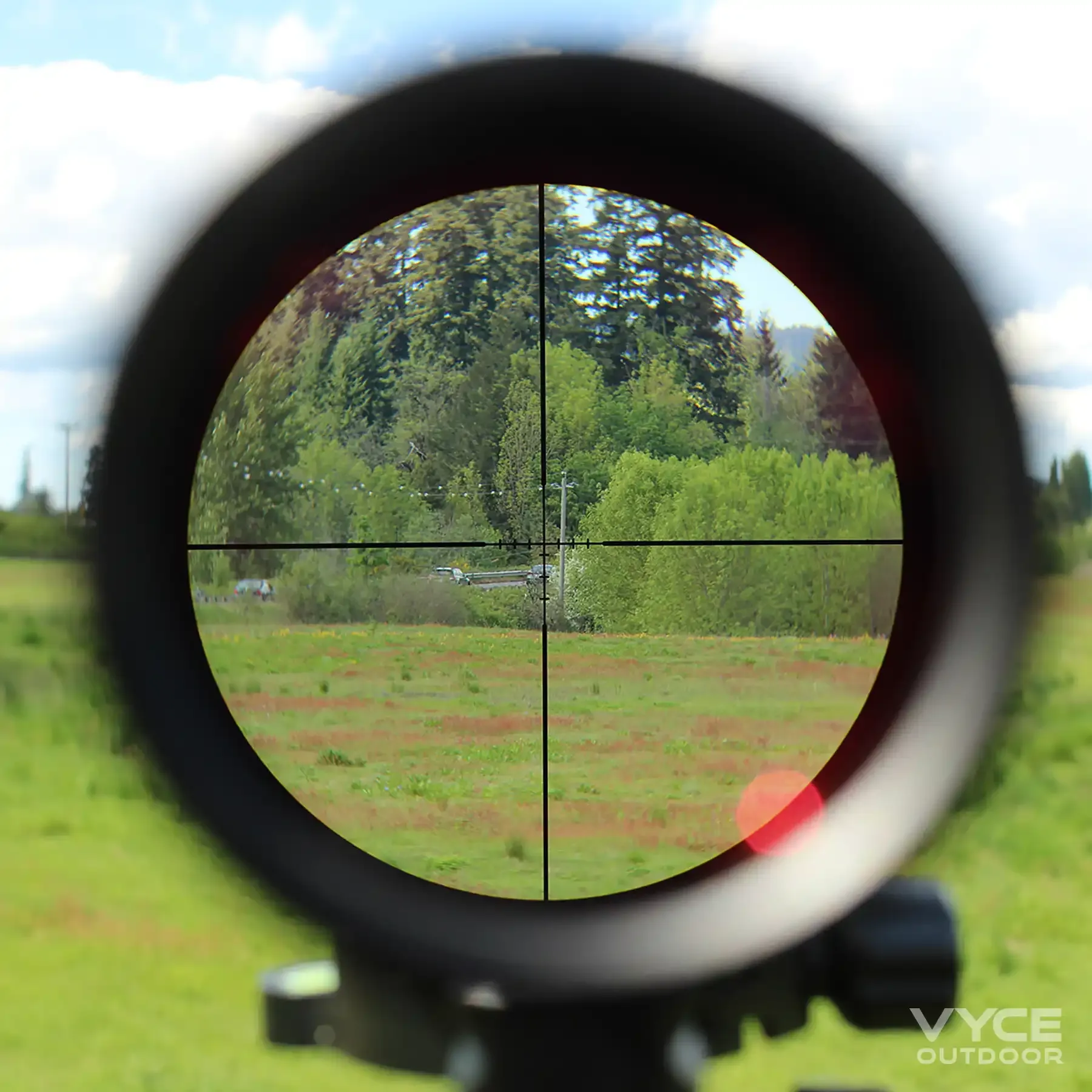 Crossfire II aiming down sights with dead hold BDC reticle at 4x